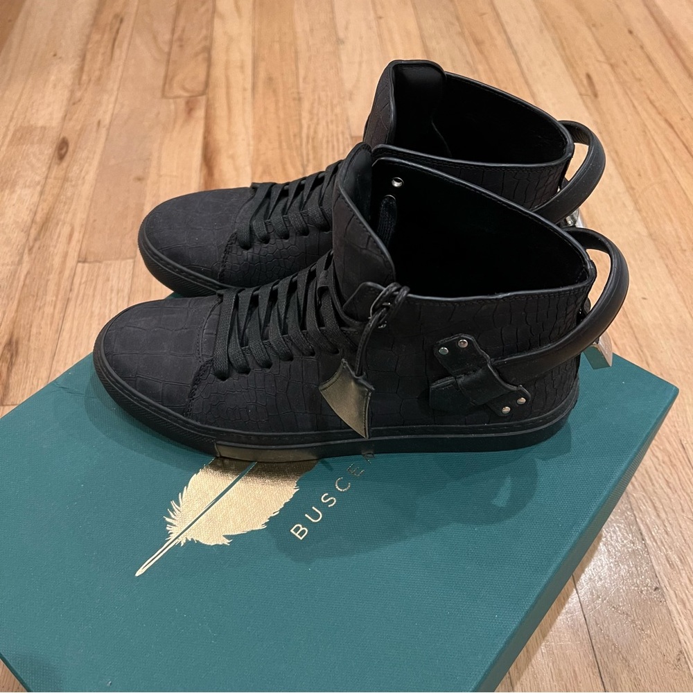 Buscemi 100MM High-Top Clean Nubuck Crocodile effect Trainers